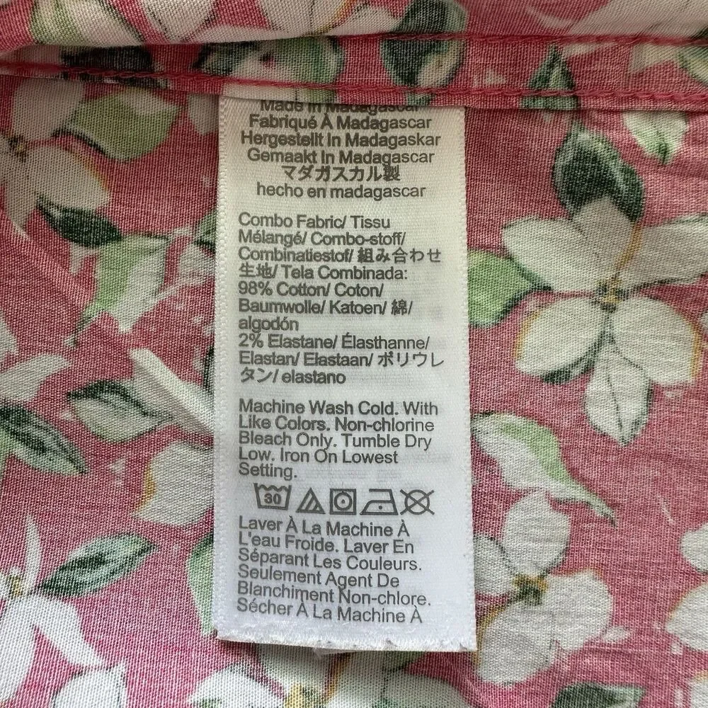 J.Crew Flex Washed Slim Fit Floral Button Up Shirt Pink Men’s Large Cotton